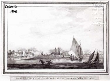 Gezicht uit 't Nieuwland naar de zoutketen van Arnemuiden in 1790.